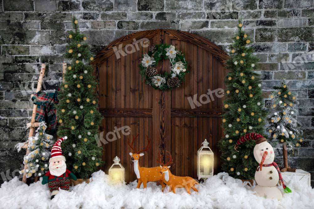Kate Weihnachten Backsteinmauer Hintergrund Scheunentor von Emetselch - Kate Backdrop.de