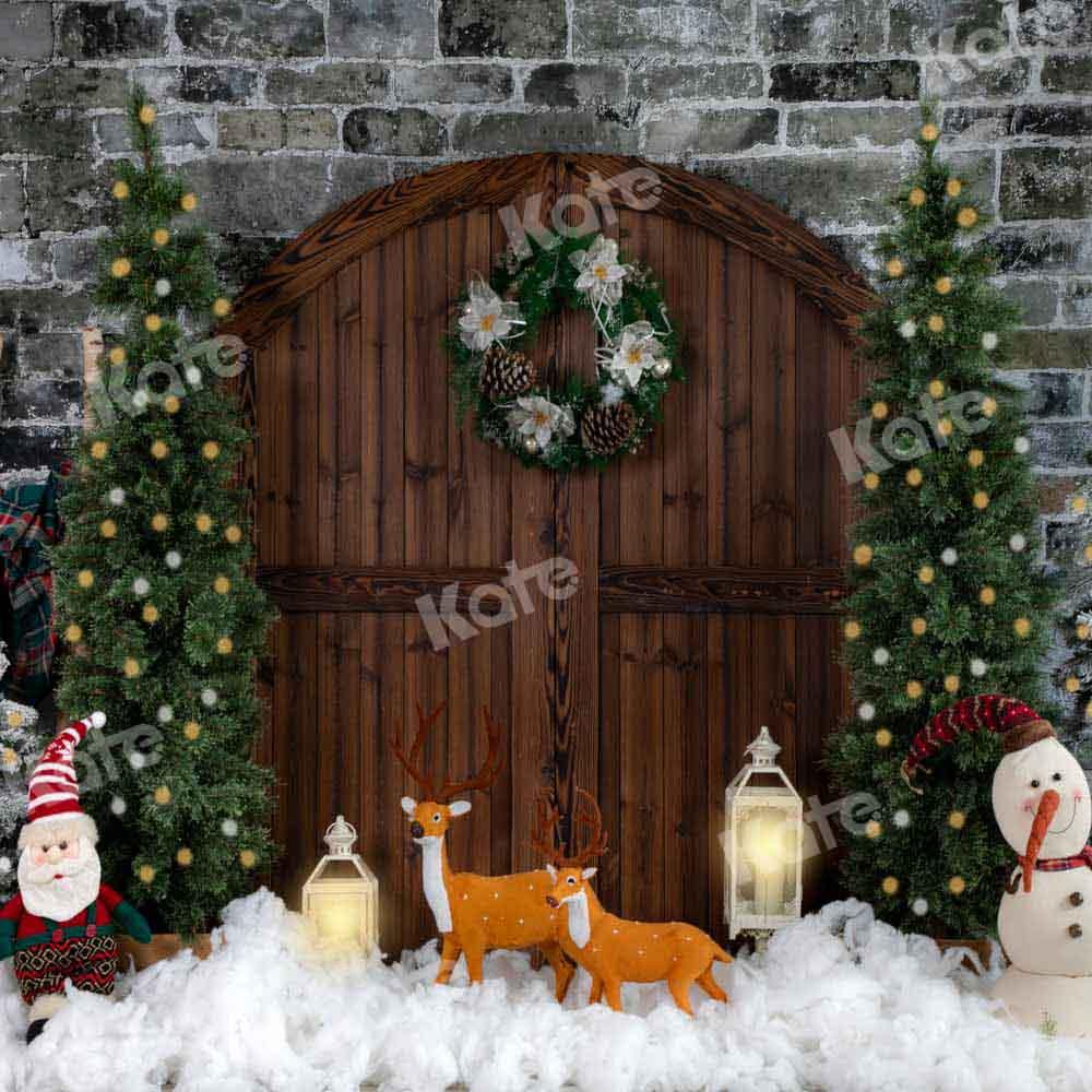 Kate Weihnachten Backsteinmauer Hintergrund Scheunentor von Emetselch - Kate Backdrop.de