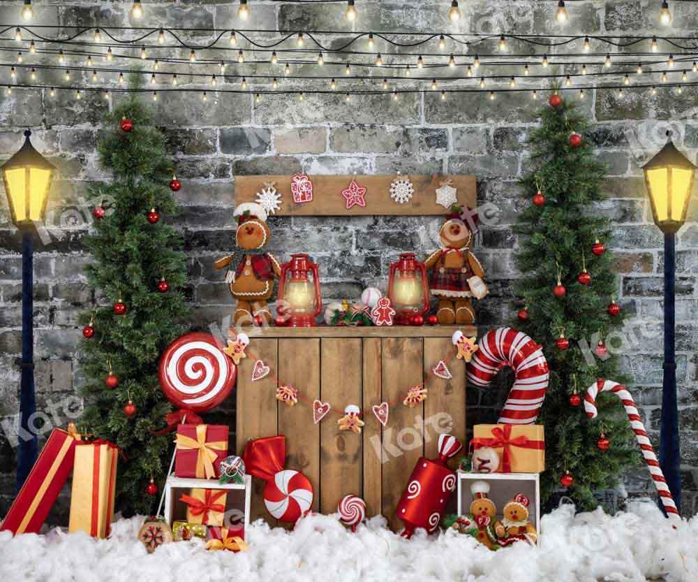 Kate Weihnachten Backsteinmauer Hintergrund Lebkuchenmann von Emetselch - Kate Backdrop.de