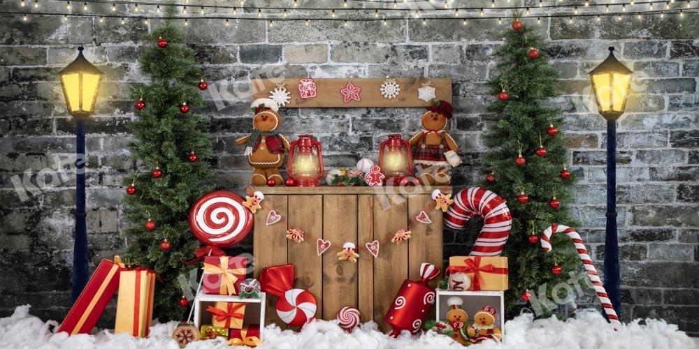 Kate Weihnachten Backsteinmauer Hintergrund Lebkuchenmann von Emetselch - Kate Backdrop.de