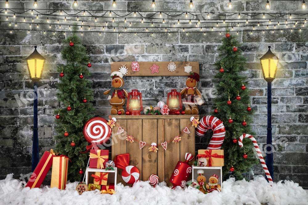 Kate Weihnachten Backsteinmauer Hintergrund Lebkuchenmann von Emetselch - Kate Backdrop.de