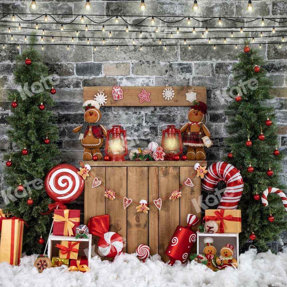 Kate Weihnachten Backsteinmauer Hintergrund Lebkuchenmann von Emetselch - Kate Backdrop.de
