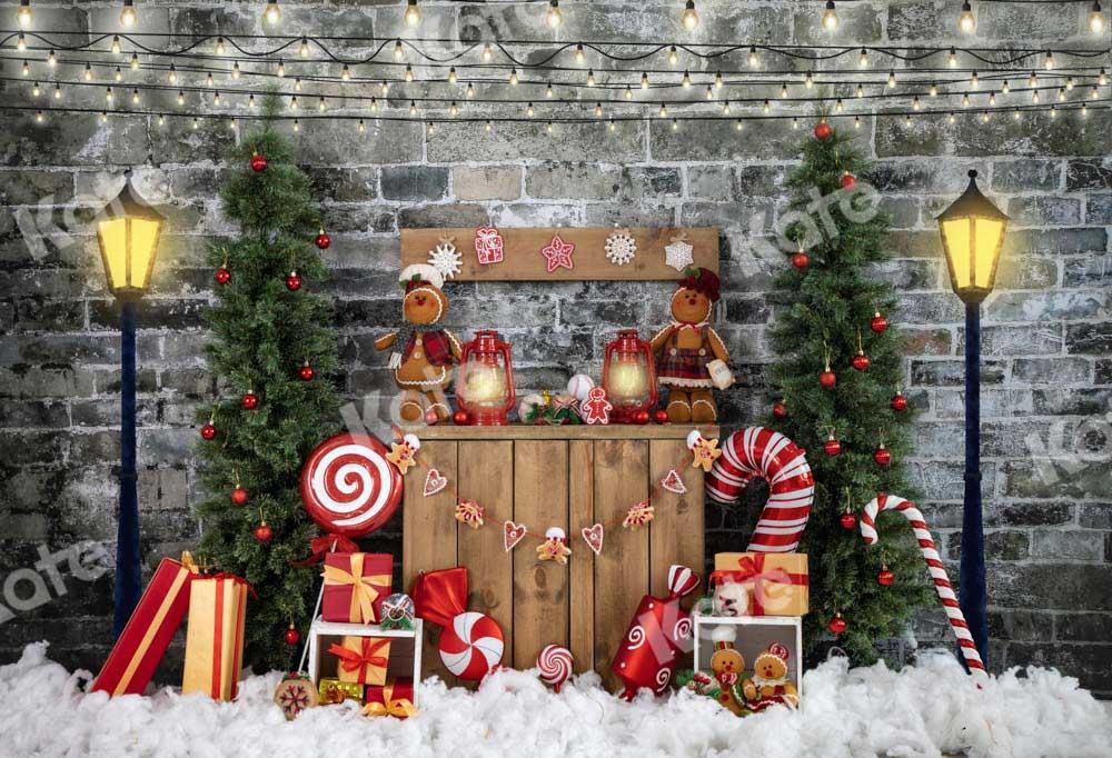 Kate Weihnachten Backsteinmauer Hintergrund Lebkuchenmann von Emetselch - Kate Backdrop.de
