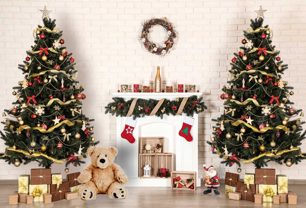Kate Weihnachten Kamin Hintergrund Geschenke für die Fotografie - Kate Backdrop.de