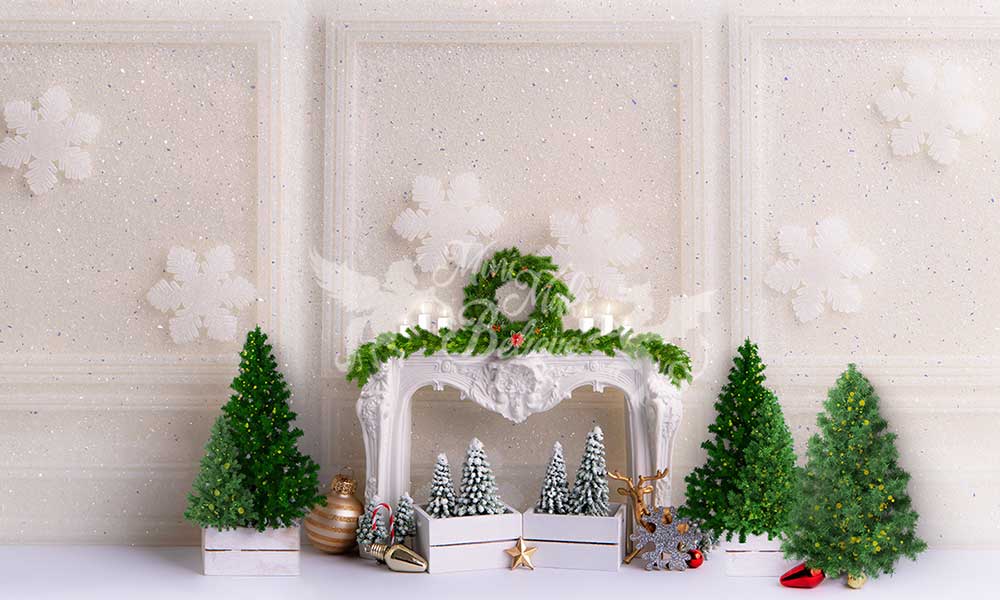 Kate Weihnachten Kamin Hintergrund Glitzer Schnee Wand von Mini MakeBelieve - Kate Backdrop.de