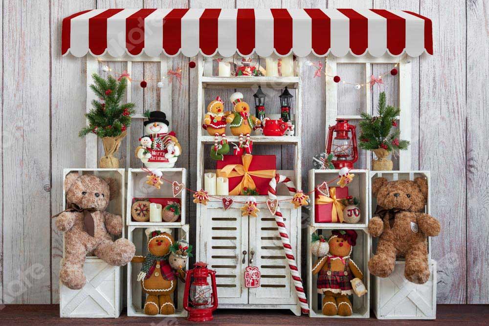 Kate Weihnachten Geschenk Teddybär Holz Hintergrund von Emetselch - Kate Backdrop.de