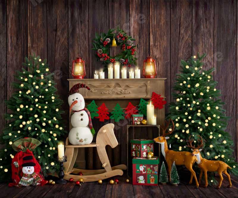 Kate Weihnachten Schneemann Elch Kamin Hintergrund von Emetselch - Kate Backdrop.de