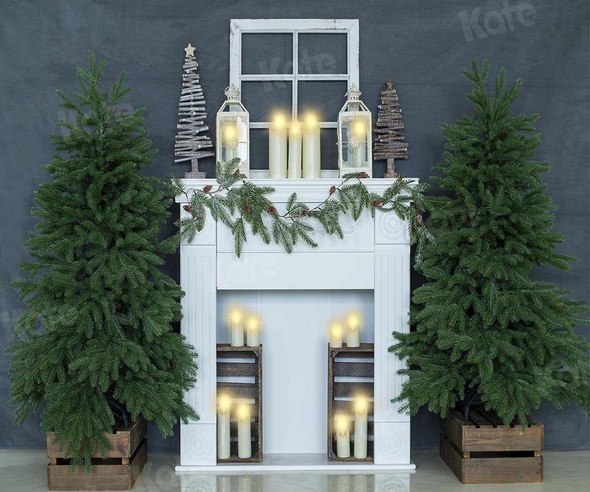 Kate Weihnachten Kerze Graues Haus Hintergrund von Emetselch - Kate Backdrop.de