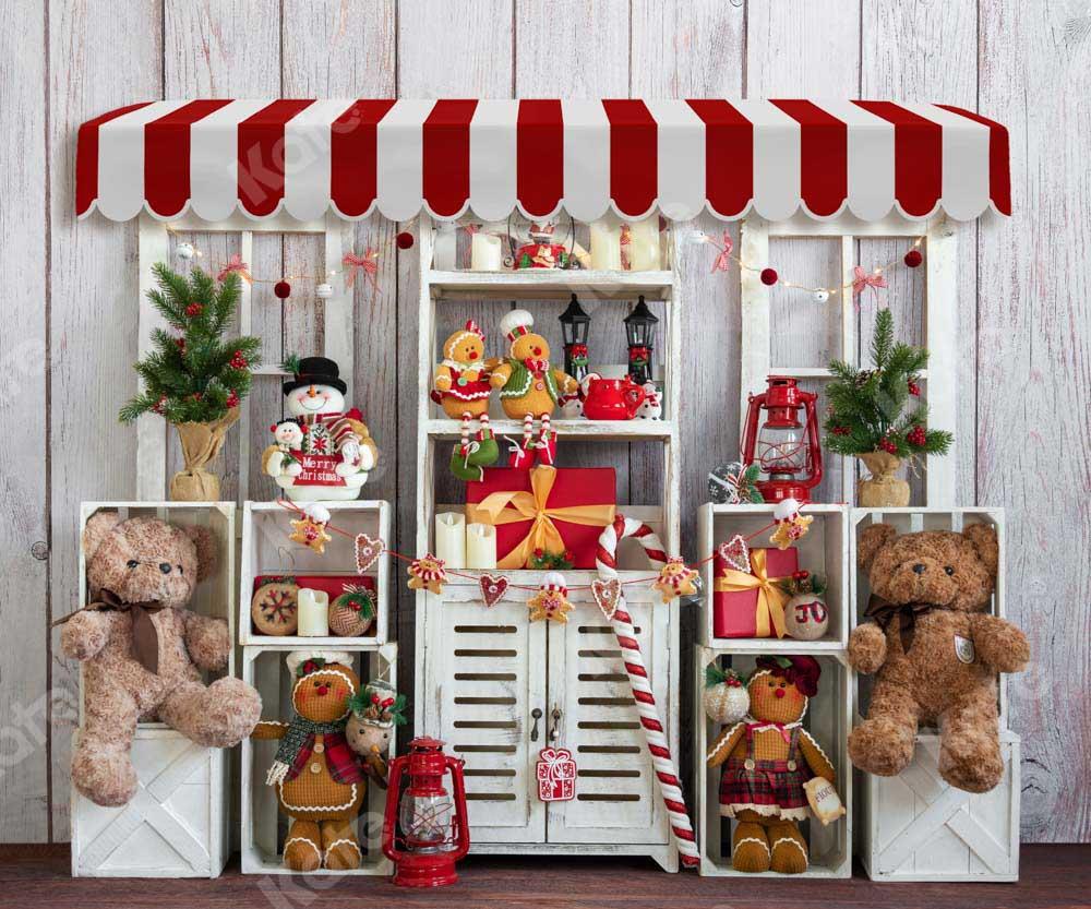 Kate Weihnachten Geschenk Teddybär Holz Hintergrund von Emetselch - Kate Backdrop.de