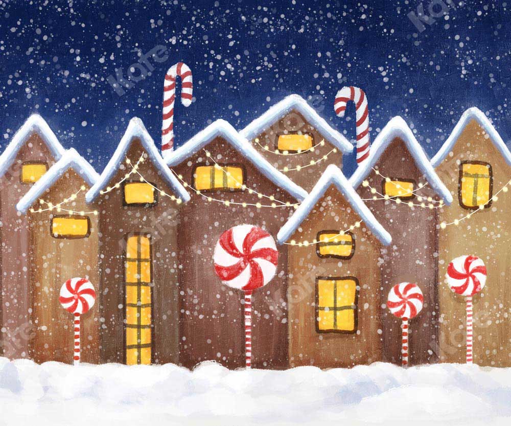 Kate Weihnachten Lebkuchen Haus Schnee Hintergrund von GQ