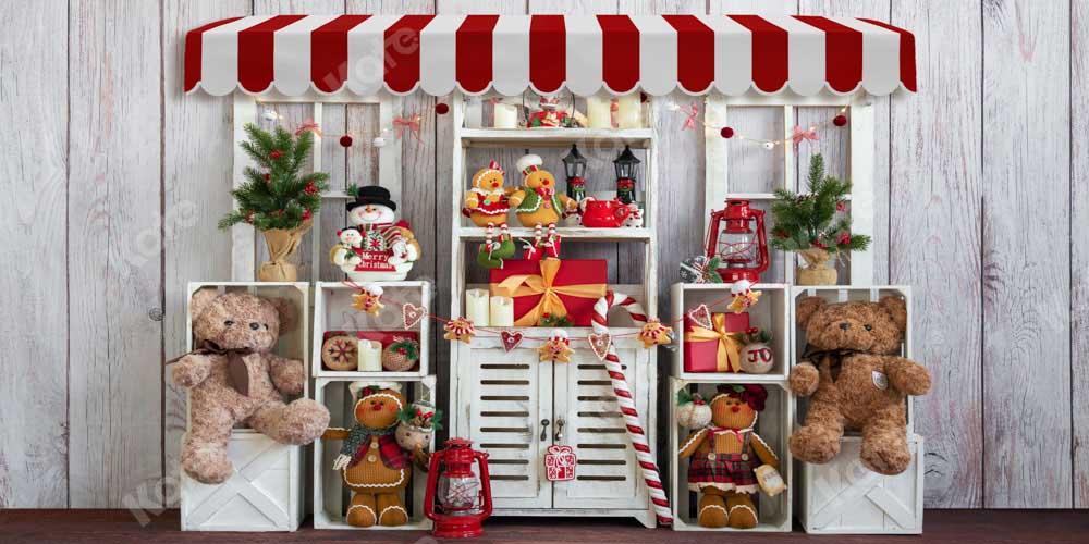 Kate Weihnachten Geschenk Teddybär Holz Hintergrund von Emetselch - Kate Backdrop.de