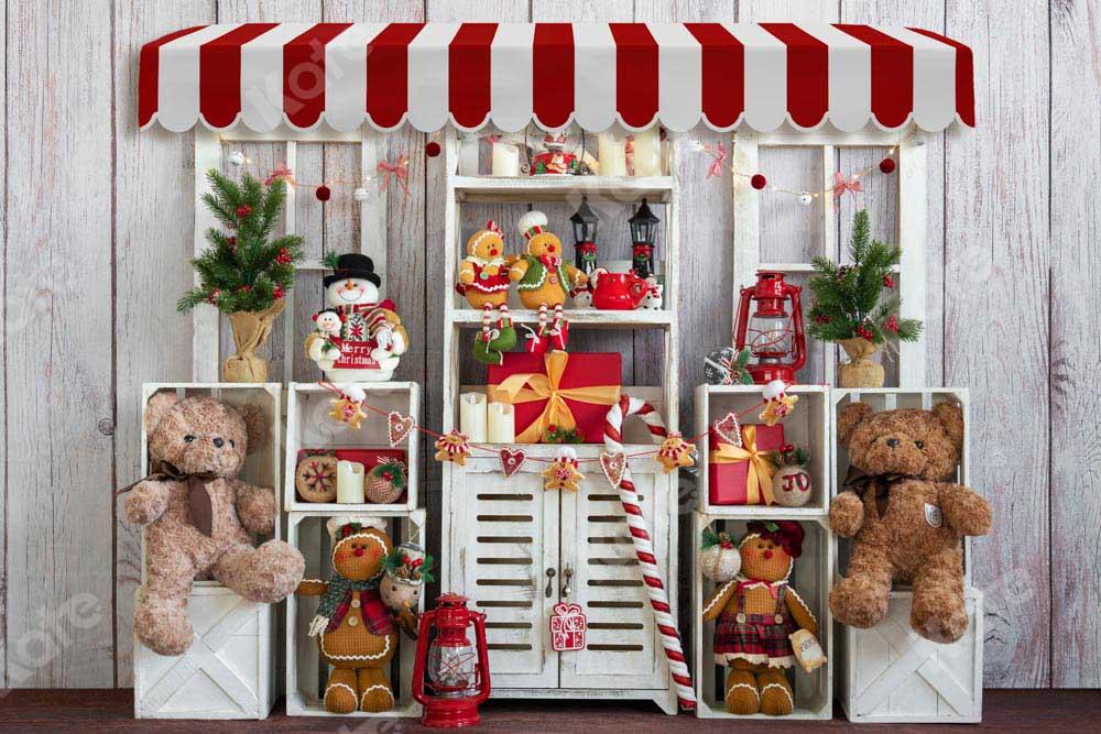 Kate Weihnachten Geschenk Teddybär Holz Hintergrund von Emetselch - Kate Backdrop.de