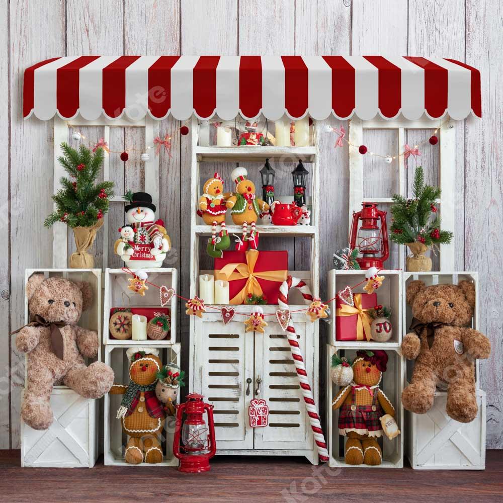 Kate Weihnachten Geschenk Teddybär Holz Hintergrund von Emetselch - Kate Backdrop.de
