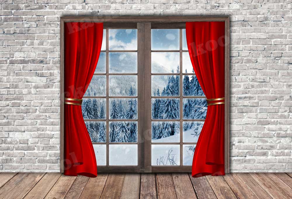 Kate Weihnachten Backstein Holz Winter Hintergrund für die Fotografie - Kate Backdrop.de