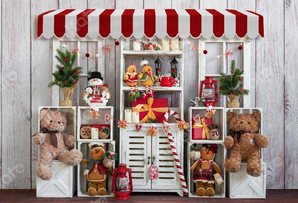 Kate Weihnachten Geschenk Teddybär Holz Hintergrund von Emetselch - Kate Backdrop.de