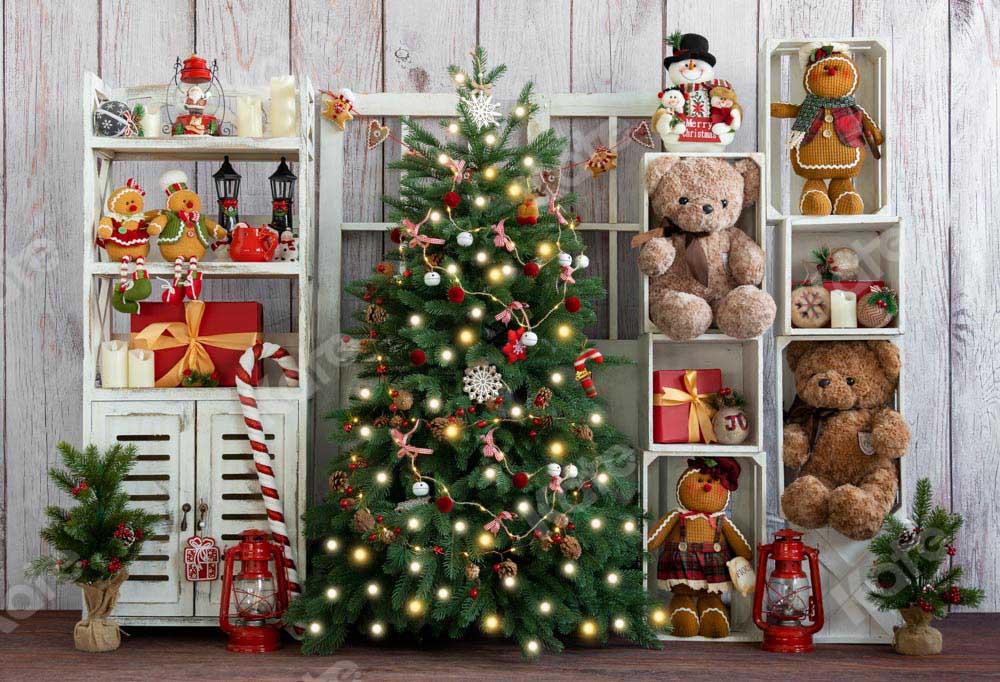 Kate Weihnachten Geschenk Regal Teddybär Hintergrund von Emetselch - Kate Backdrop.de