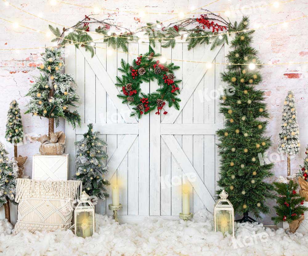 Kate Weihnachten Hintergrund weißer Scheunentor Schnee von Emetselch - Kate Backdrop.de