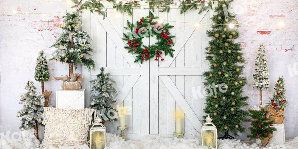 Kate Weihnachten Hintergrund weißer Scheunentor Schnee von Emetselch - Kate Backdrop.de