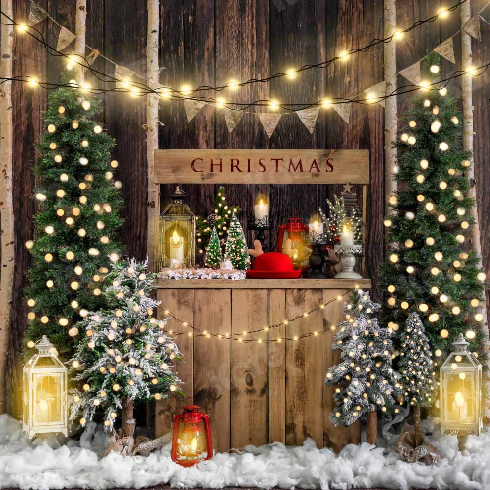 Kate Weihnachten Winter Hintergrund Holz Schnee von Emetselch - Kate Backdrop.de