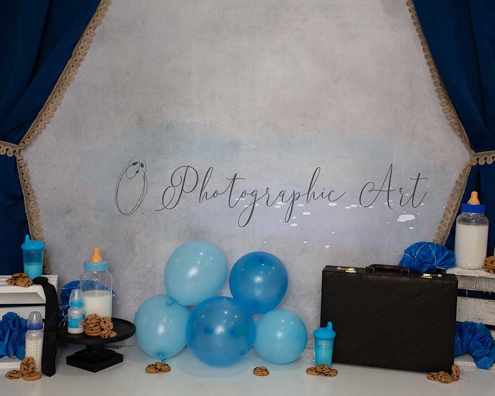 Kate Hintergrund Geburtstag Ballon Babyflasche von Jenna Onyia - Kate Backdrop.de