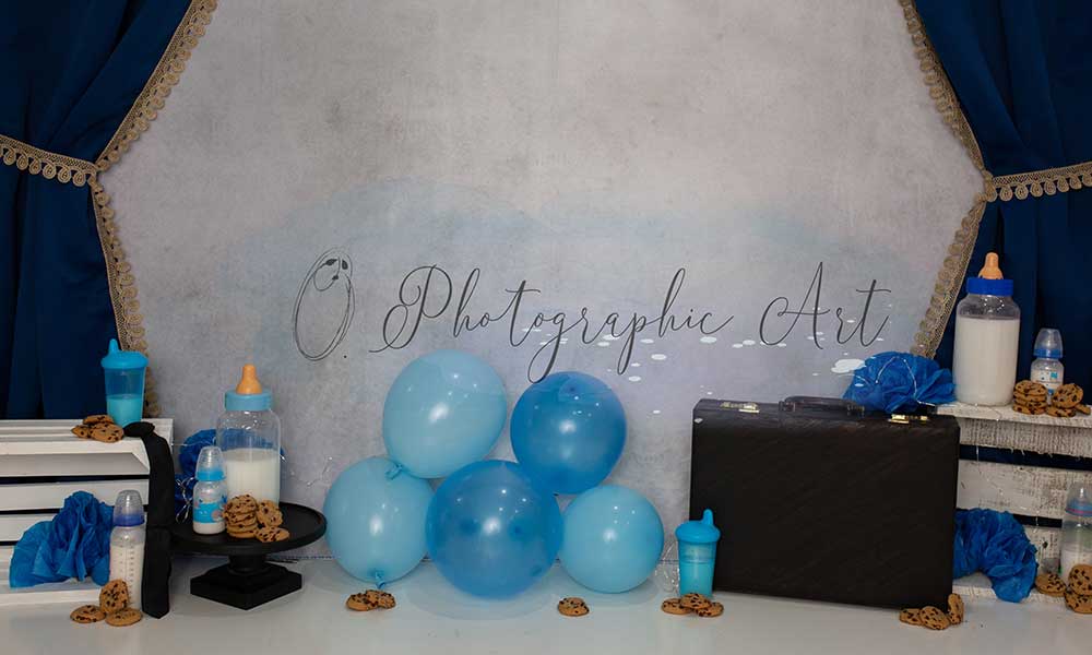 Kate Hintergrund Geburtstag Ballon Babyflasche von Jenna Onyia - Kate Backdrop.de