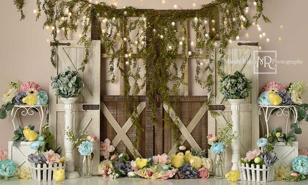 Kate Ostern Blumen Küken Hintergrund von Mandy Ringe Photography - Kate Backdrop.de