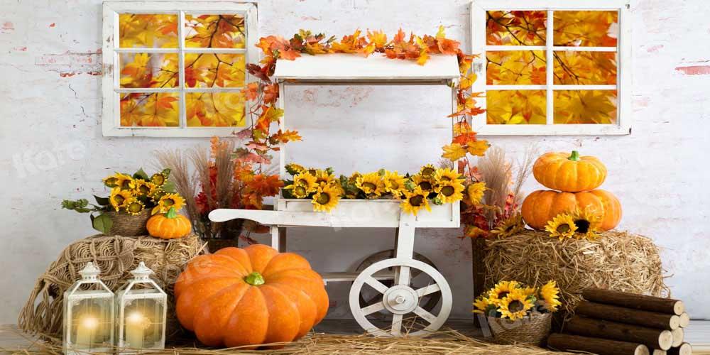 Kate Herbst Stroh Hintergrund Kürbis Ahornblatt von Emetselch - Kate Backdrop.de