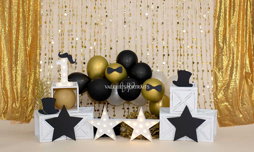 Kate Goldene Ballons Hintergrund Geburtstag Party von Valerie Miranda - Kate Backdrop.de