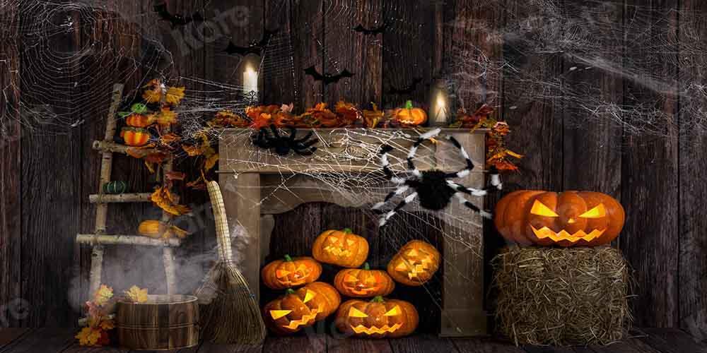 Kate Halloween Hintergrund Herbst Holz Spinne von Emetselch - Kate Backdrop.de