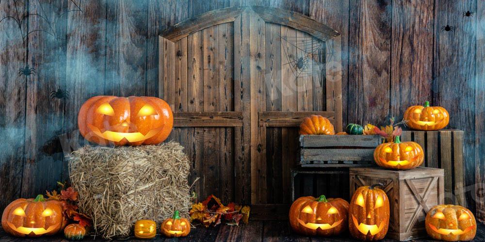 Kate Halloween Kürbis Hintergrund Scheunentor von Emetselch - Kate Backdrop.de