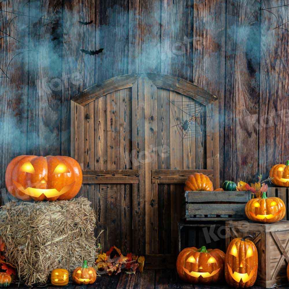 Kate Halloween Kürbis Hintergrund Scheunentor von Emetselch - Kate Backdrop.de
