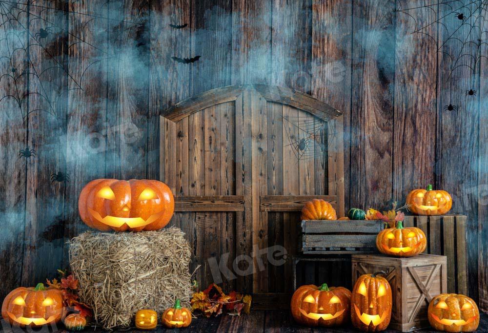 Kate Halloween Kürbis Hintergrund Scheunentor von Emetselch - Kate Backdrop.de