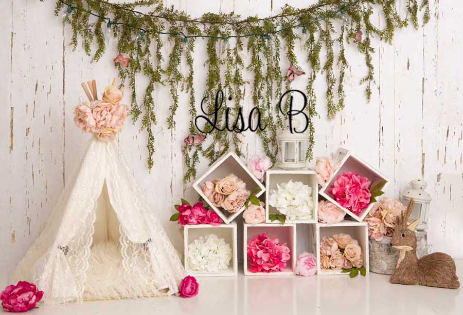 Kate Muttertag Boho Blumen Frühling Hintergrund von Lisa B - Kate Backdrop.de