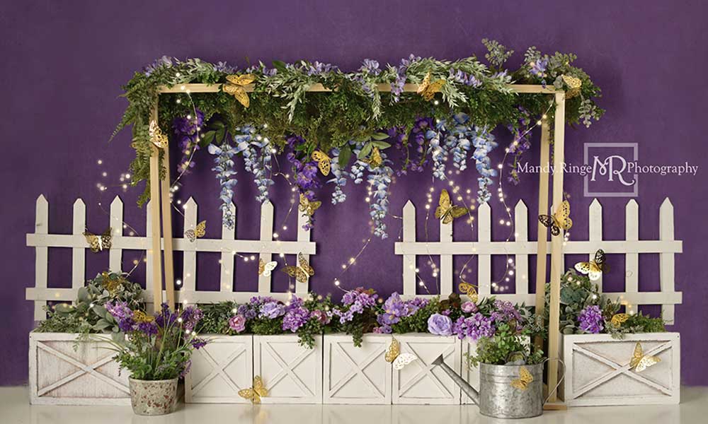 Kate Lila Gold Schmetterlinge Hintergrund Frühling von Mandy Ringe Photography - Kate Backdrop.de