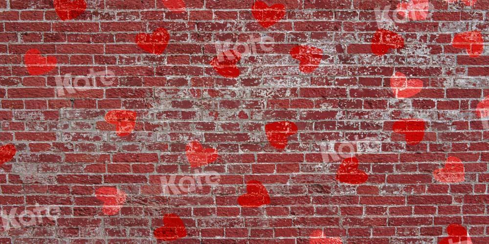 Kate Rote Backsteinmauer Hintergrund Herz Valentinstag von Chain Photography - Kate Backdrop.de