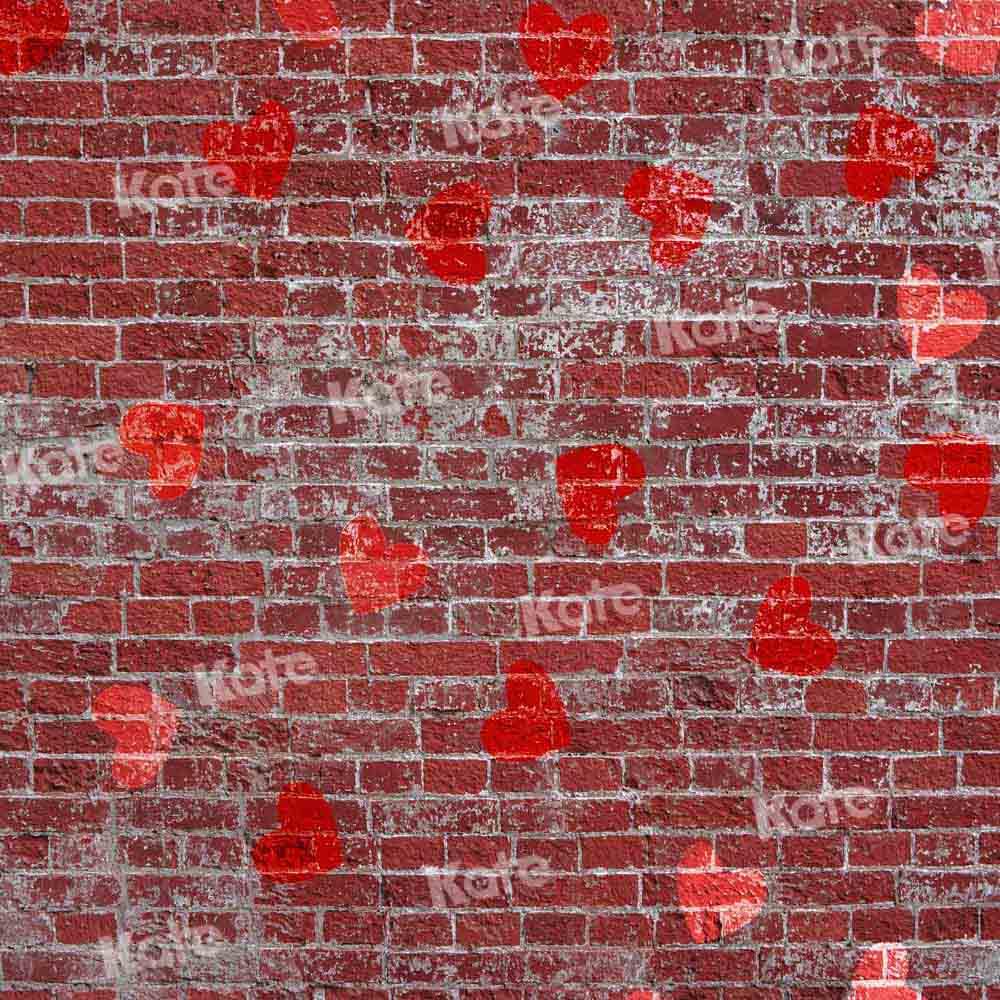 Kate Rote Backsteinmauer Hintergrund Herz Valentinstag von Chain Photography - Kate Backdrop.de