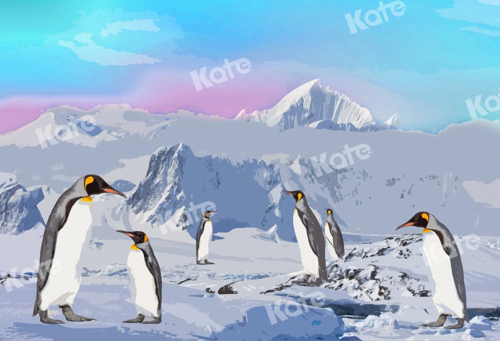 Kate Schnee Berg Pinguin Hintergrund Entworfen von Chain Photography - Kate Backdrop.de