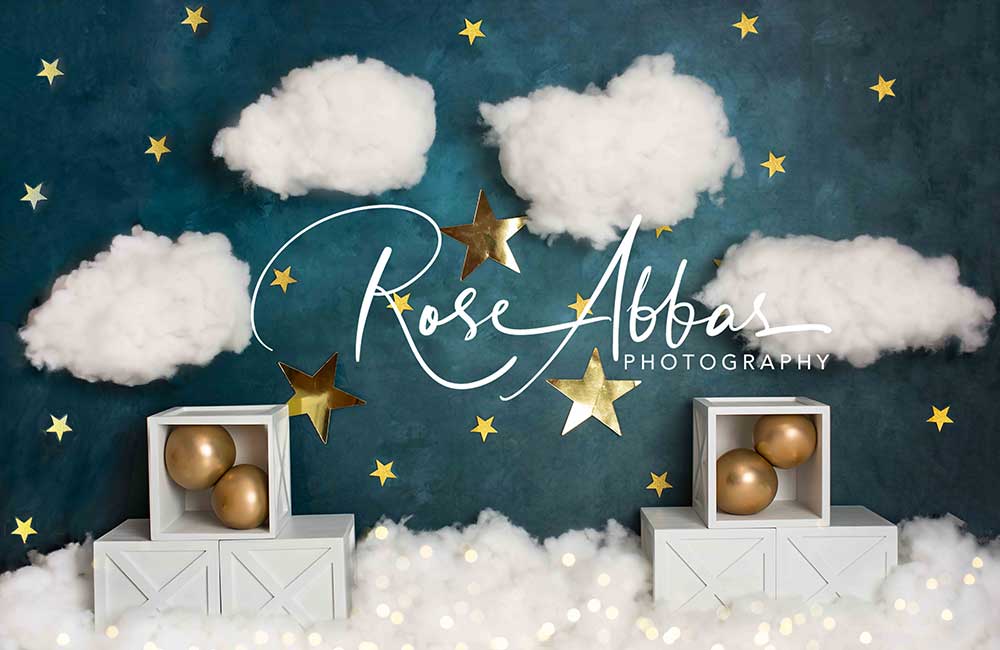 Kate Sterne Wolken Geburtstag Hintergrund Cake Smash von Rose Abbas - Kate Backdrop.de