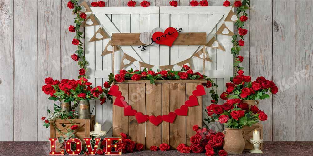 Kate Valentinstag Hintergrund Rose Holz Tür von Emetselch - Kate Backdrop.de