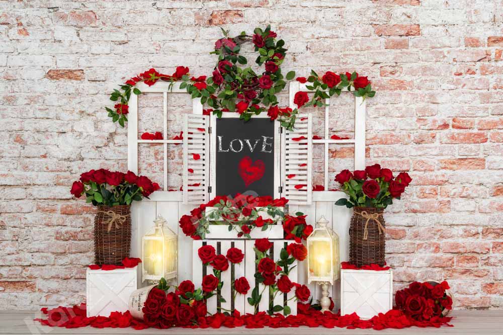 Kate Valentinstag Rose Hintergrund Holz Tür von Emetselch - Kate Backdrop.de