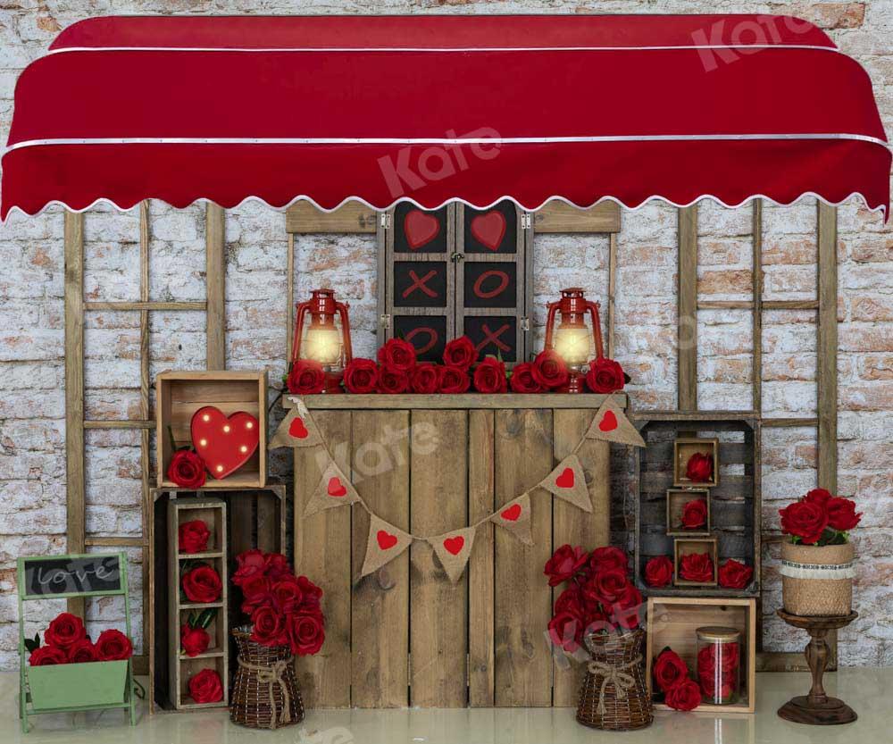 Kate Valentinstag Shop Hintergrund Rose Ziegelwand von Emetselch - Kate Backdrop.de