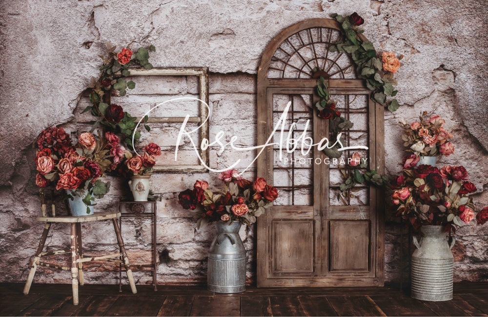 Kate Vintage Backsteinmauer Hintergrund Rose Frühling Muttertag für Fotografie von Rose Abbas - Kate Backdrop.de