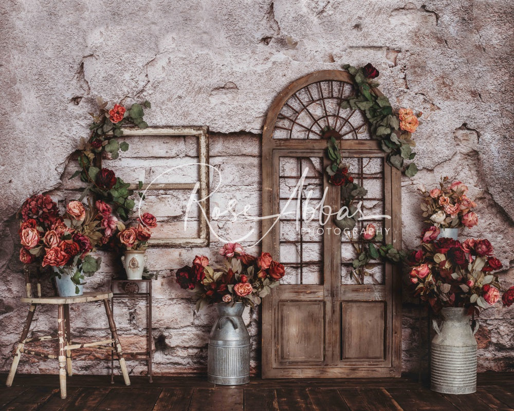 Kate Vintage Backsteinmauer Hintergrund Rose Frühling Muttertag für Fotografie von Rose Abbas - Kate Backdrop.de