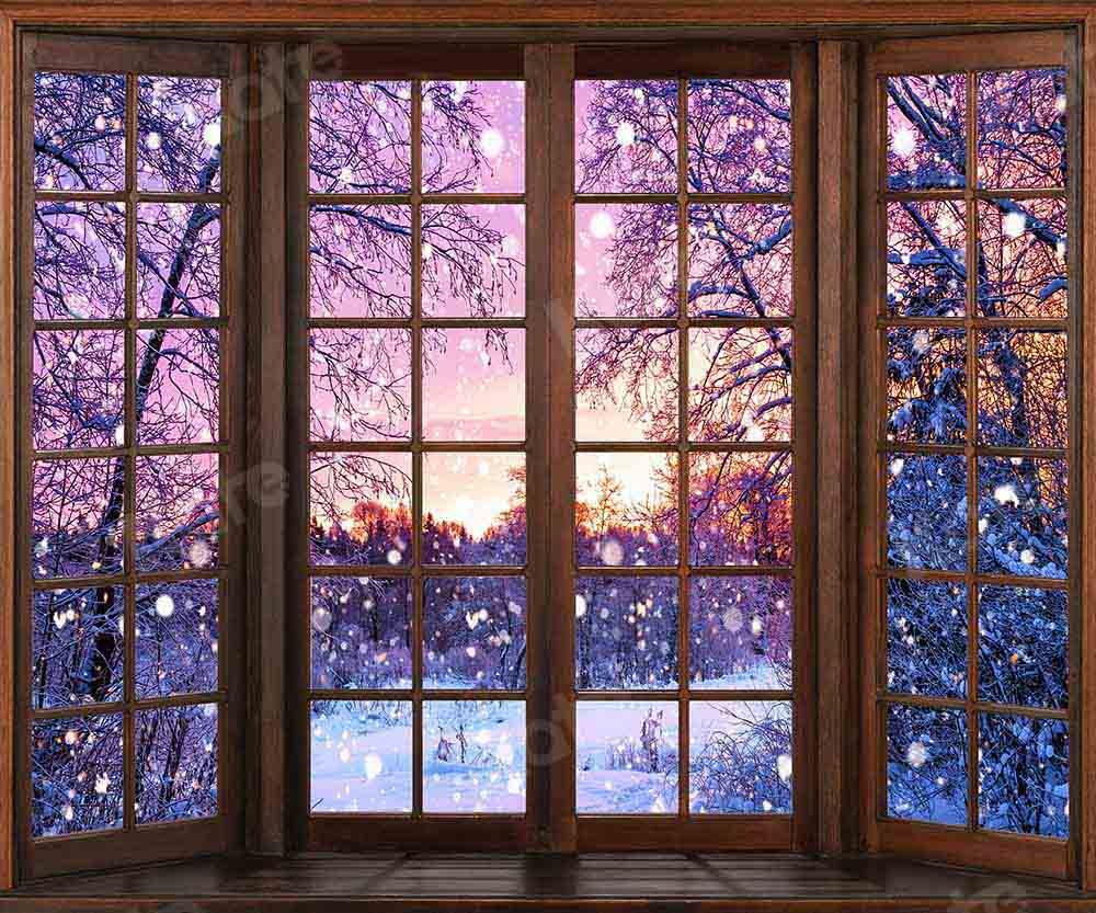 Kate Winter Weihnachten Nacht Hintergrund Fenster von Chain Photography - Kate Backdrop.de