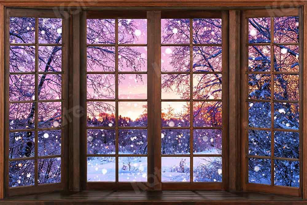 Kate Winter Weihnachten Nacht Hintergrund Fenster von Chain Photography - Kate Backdrop.de