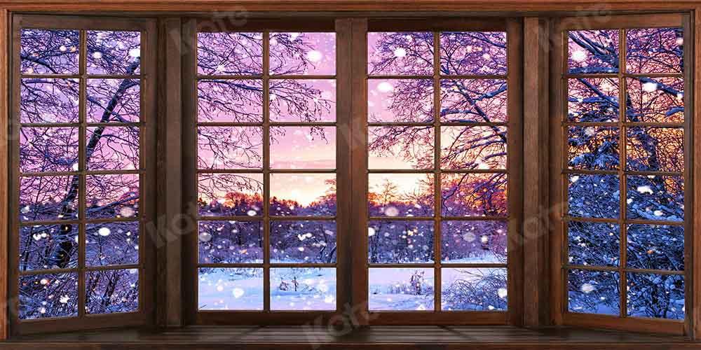 Kate Winter Weihnachten Nacht Hintergrund Fenster von Chain Photography - Kate Backdrop.de