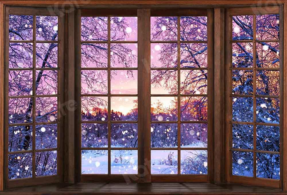 Kate Winter Weihnachten Nacht Hintergrund Fenster von Chain Photography - Kate Backdrop.de