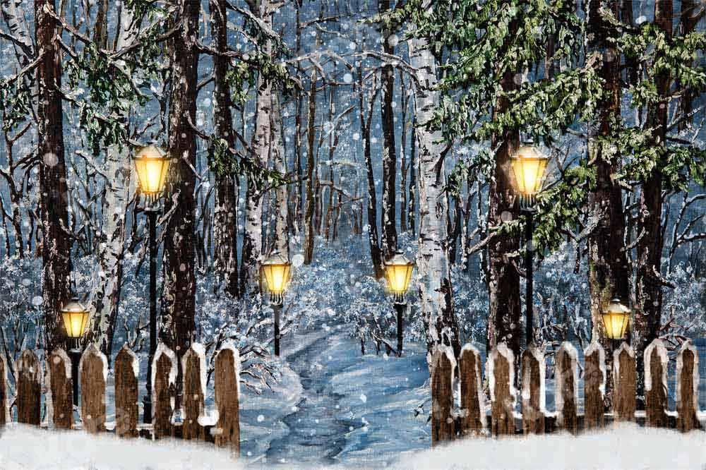 Kate Winter Weihnachten Schnee Hintergrund Wald von Chain Photography - Kate Backdrop.de