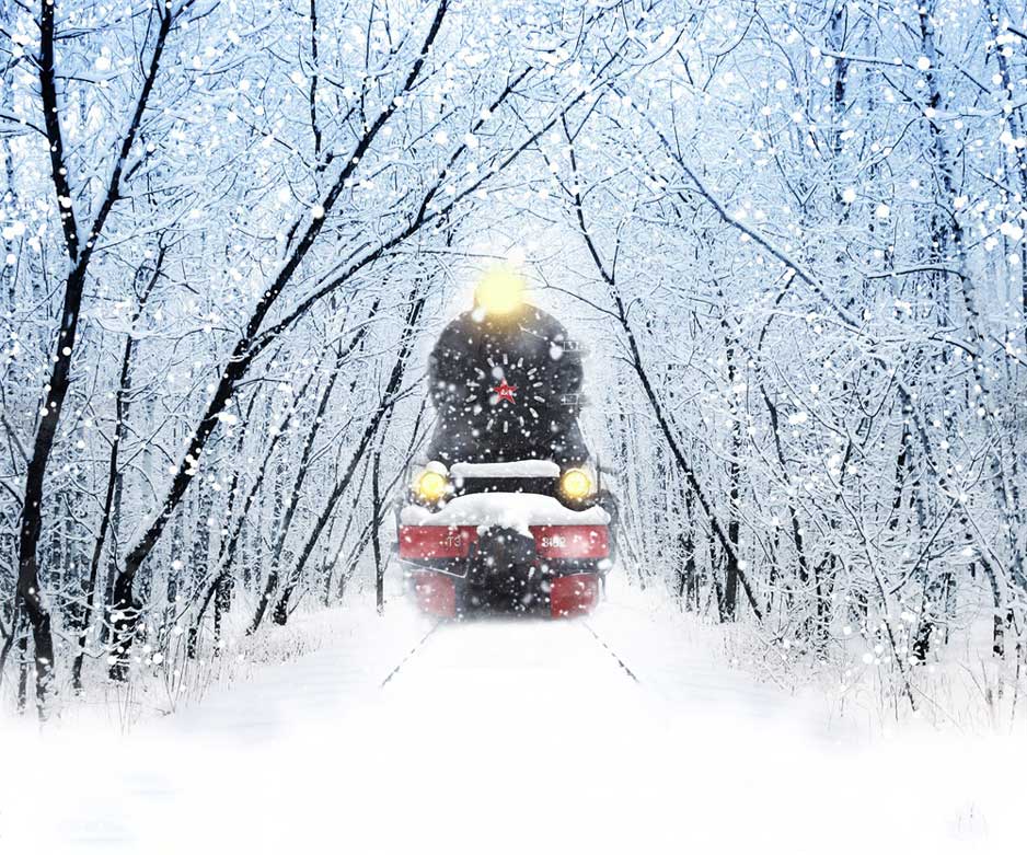 Kate Winter Schnee Zug Hintergrund für die Fotografie - Kate Backdrop.de