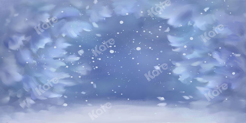 Kate Winter Schneeflocken Hintergrund Blau Mädchen von GQ - Kate Backdrop.de